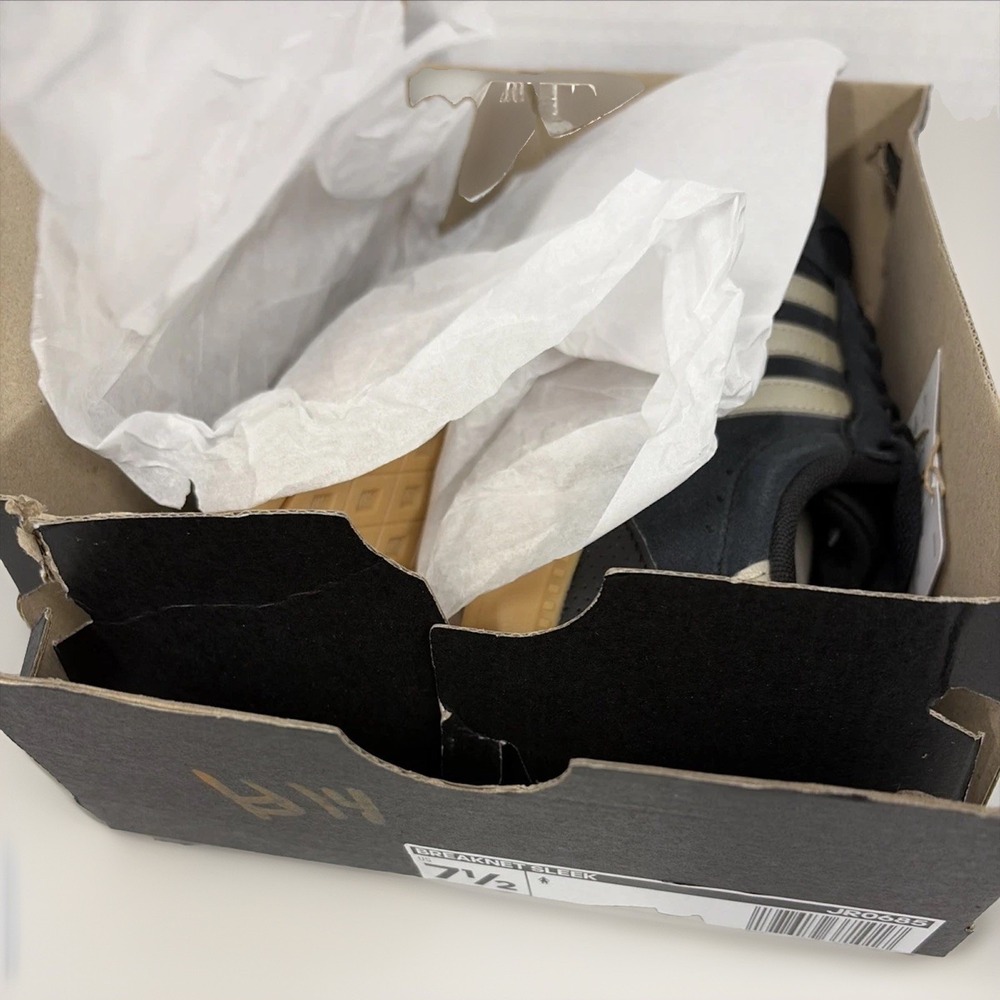 adidas Breaknet Sleek Trainers Women's Gum Rubber Sole JR0685 black gold 7.5 NIB - Picture 4 of 11